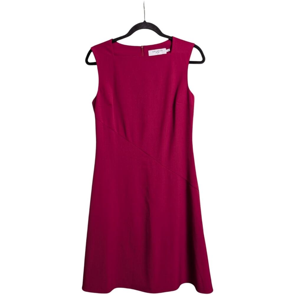 M.M. LaFleur Very Berry A-line Crew Neck Sleeveless Zipper Dress